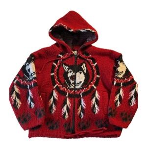 WUAYRAS Artesanias Native American Wolf Dreamcatcher Zip Sweater Child SZ 4
